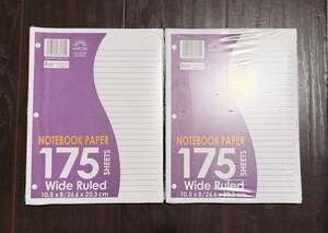 Norcom Wide Ruled Notebook Paper 175 Sheets 10.5 x 8 (2-Pack)